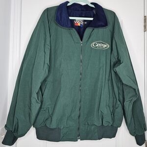 Vintage George Strait Tour Jacket, Forest Green Zip Front. Embroidered Logos